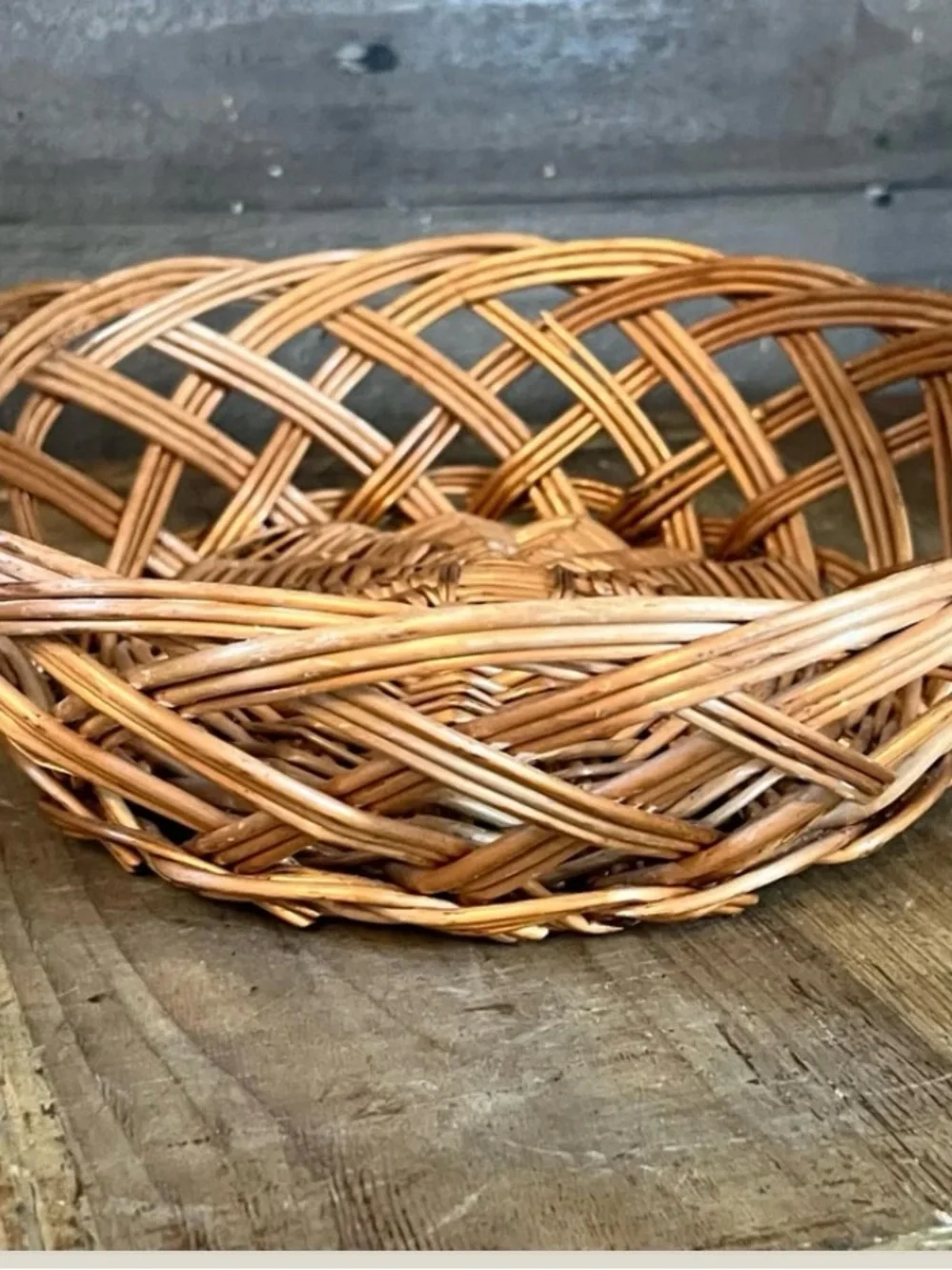 Vintage set of Two Woven Rattan/wicker Decorative Baskets